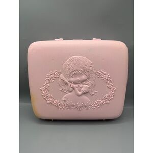 Pink Makeup Vanity Case Vtg 80s 90s Embossed Girl Design Retro Storage‎ IMCO